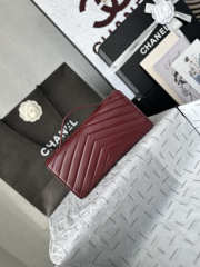 Uubags Chanel AS6044 Lambskin Chevron Quilted Top Handle Envelope Clutch Burgundy 26x13x5cm - 5