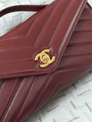 Uubags Chanel AS6044 Lambskin Chevron Quilted Top Handle Envelope Clutch Burgundy 26x13x5cm - 6