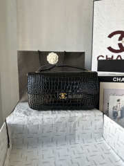Uubags Chanel Vintage Crocodile Medium Double Flap Bag In Black 19.5x32x10cm - 1