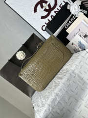 Uubags Chanel Vintage Crocodile Medium Double Flap Bag In Dark Khaki 19.5x32x10cm - 5