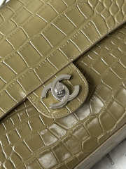 Uubags Chanel Vintage Crocodile Medium Double Flap Bag In Dark Khaki 19.5x32x10cm - 3