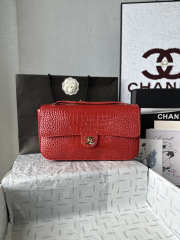 Uubags Chanel Vintage Crocodile Medium Double Flap Bag In Red 19.5x32x10cm - 1
