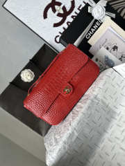Uubags Chanel Vintage Crocodile Medium Double Flap Bag In Red 19.5x32x10cm - 3