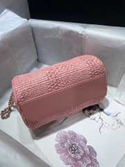 Uubags Chanel Classic Clutch With Chain Braided Raffia & Gold-Tone Metal In Pink 11.5x18.5x11cm - 6