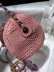 Uubags Chanel Classic Clutch With Chain Braided Raffia & Gold-Tone Metal In Pink 11.5x18.5x11cm - 4