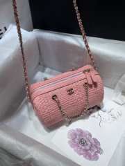 Uubags Chanel Classic Clutch With Chain Braided Raffia & Gold-Tone Metal In Pink 11.5x18.5x11cm - 2