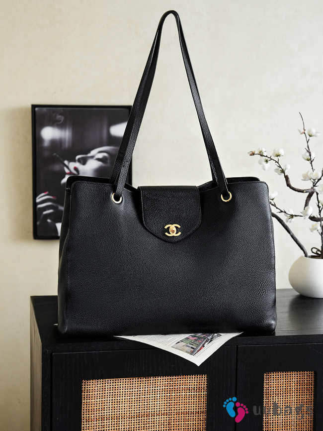Uubags Chanel Large Shopping Bag Grained Calfskin & Gold-Tone Metal In Black 36x46x20cm - 1