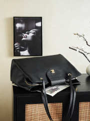 Uubags Chanel Large Shopping Bag Grained Calfskin & Gold-Tone Metal In Black 36x46x20cm - 6