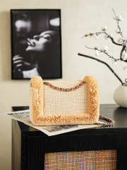 Uubags Chanel Flap Bag Braided Raffia & Gold-Tone Metal In Beige 16.5x25x6.5cm - 5