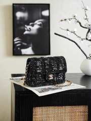 Uubags Chanel Sequins Flap Bag In Black 13.5x19x7cm - 6