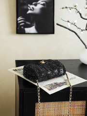 Uubags Chanel Sequins Flap Bag In Black 13.5x19x7cm - 3