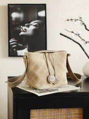 Uubags Chanel 26 Suede Drawstring Bucket Bag In Sand 20x11x8cm - 5