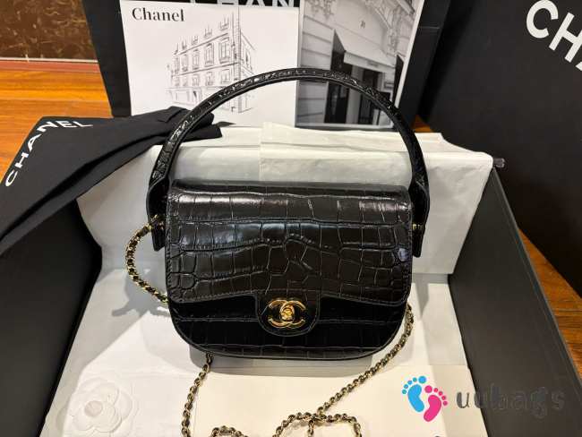 Uubags Chanel Clutch In Crocodile Embossed Calfskin & Gold-Tone Metal Black 14.5x19.5x5cm - 1