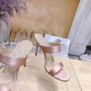 Uubags Chivela Manolo Blahnik sandal in satin with jewel application light beige 9cm - 6