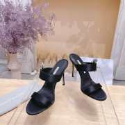 Uubags Chivela Manolo Blahnik sandal in satin with jewel application black 9cm - 1