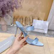 Uubags Chivela Manolo Blahnik sandal in satin with jewel application light blue 9cm - 2
