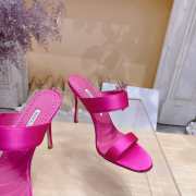Uubags Chivela Manolo Blahnik sandal in satin with jewel application dark pink 9cm - 4