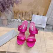 Uubags Chivela Manolo Blahnik sandal in satin with jewel application dark pink 9cm - 3