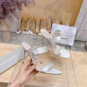 Uubags Chivela Manolo Blahnik sandal in satin with jewel application white 9cm - 3