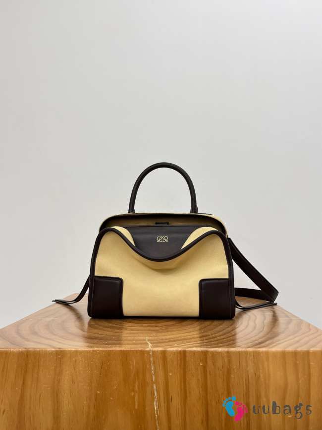 Uubags Loewe small Amazona 180 bag in suede oro/chocolat 24.5x18.5x10cm - 1