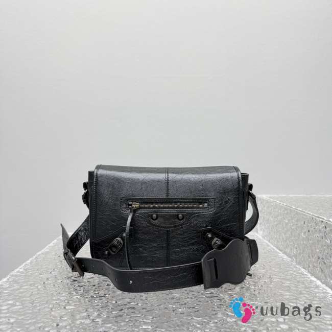 Uubags Balenciaga Le City Flap Messenger Bag Small In Black Arena Lambskin 27x17x10cm - 1