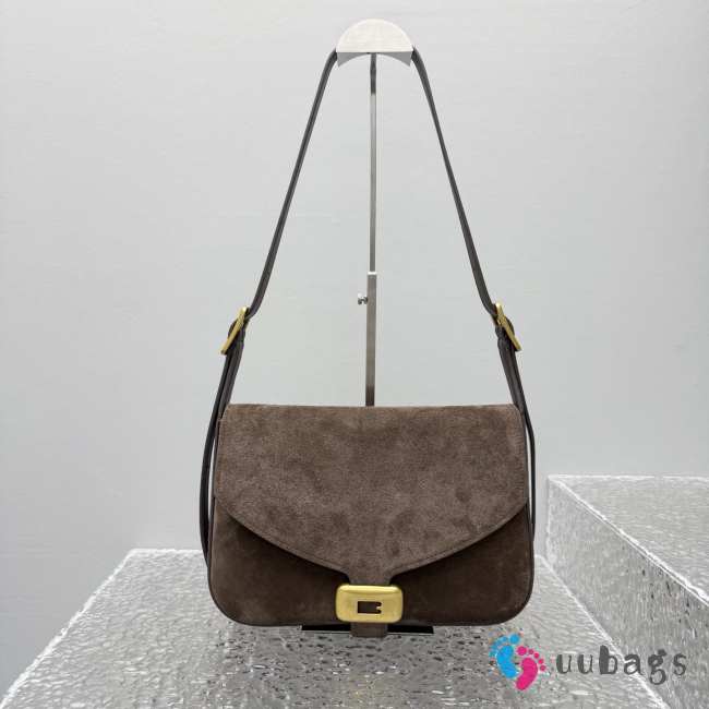 Uubags Balenciaga Clicca Bag Medium In Muscade Velvet Suede Calfskin 29x20x10cm - 1