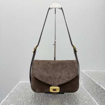 Uubags Balenciaga Clicca Bag Medium In Muscade Velvet Suede Calfskin 29x20x10cm