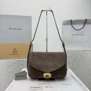 Uubags Balenciaga Clicca Bag Medium In Muscade Velvet Suede Calfskin 29x20x10cm - 3