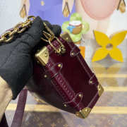 Uubags Louis Vuitton M26305 Side Trunk MM Bag In Wine Red Glossy Crinkled Calfskin 23.5x8.5x16cm - 4