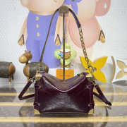Uubags Louis Vuitton M26305 Side Trunk MM Bag In Wine Red Glossy Crinkled Calfskin 23.5x8.5x16cm - 3