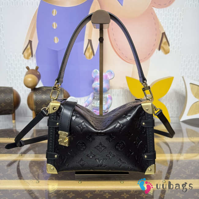 Uubags Louis Vuitton M26305 Side Trunk MM Bag In Black Glossy Crinkled Calfskin 23.5x8.5x16cm - 1