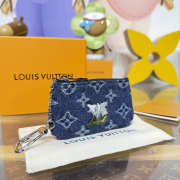 Uubags Louis Vuitton M27561 Pochette Clés Monogram Flowers Denim In Blue 13x8x1.5cm - 6