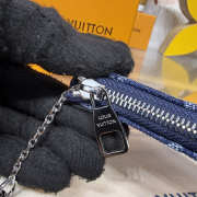 Uubags Louis Vuitton M27561 Pochette Clés Monogram Flowers Denim In Blue 13x8x1.5cm - 3