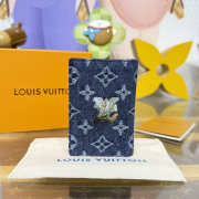 Uubags Louis Vuitton M27560 Pocket Organizer Monogram Flowers Denim In Blue 7.5x11.1x1cm - 6