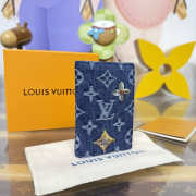 Uubags Louis Vuitton M27560 Pocket Organizer Monogram Flowers Denim In Blue 7.5x11.1x1cm - 5