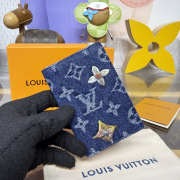 Uubags Louis Vuitton M27560 Pocket Organizer Monogram Flowers Denim In Blue 7.5x11.1x1cm - 4