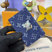 Uubags Louis Vuitton M27560 Pocket Organizer Monogram Flowers Denim In Blue 7.5x11.1x1cm - 2