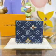 Uubags Louis Vuitton Multiple Wallet Monogram Flowers Denim In Blue 11.5x1.5x9cm - 1