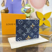 Uubags Louis Vuitton Multiple Wallet Monogram Flowers Denim In Blue 11.5x1.5x9cm - 5