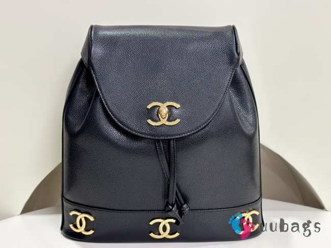 Uubags Chanel Vintage Backpack Caviar With Golden Hardware Logo 31x11x39cm - 1