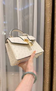 New Collection 2026 Louis Vuitton N83604 Rose Des Vents Mini In White Ostrich Leather 19x15x9cm - 5