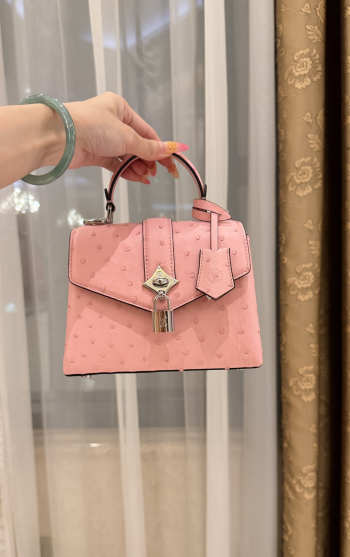 New Collection 2026 Louis Vuitton N83604 Rose Des Vents Mini In Pink Ostrich Leather 19x15x9cm
