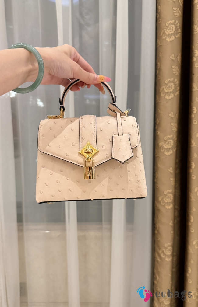 New Collection 2026 Louis Vuitton N83604 Rose Des Vents Mini In Beige Ostrich Leather 19x15x9cm - 1