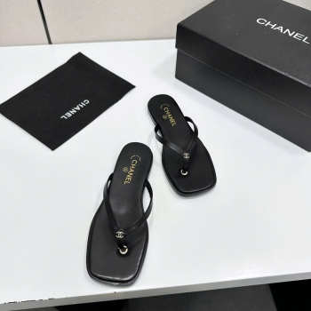Uubags Chanel Flip-flops Sheepskin In Black