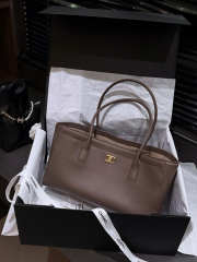 Uubags Chanel Small Shopping Bag In Calfskin & Gold-Tone Metal Dark Brown 20x39x13cm - 1