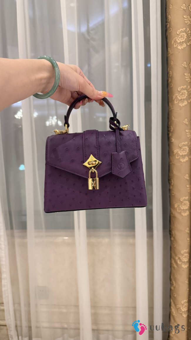 New Collection 2026 Louis Vuitton N83604 Mini Wind Rose In Dark Purple Ostrich Leather 19x15x9cm - 1