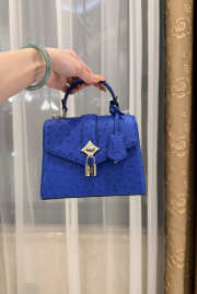 New Collection 2026 Louis Vuitton N83604 Mini Wind Rose In Dark Blue Ostrich Leather 19x15x9cm - 3