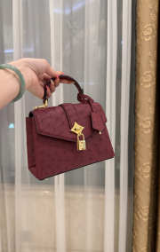 New Collection 2026 Louis Vuitton N83604 Mini Wind Rose In Burgundy Ostrich Leather 19x15x9cm - 6