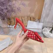 Uubags Manolo Blahnik Maysale Check Buckle Mules In Red 7cm - 5