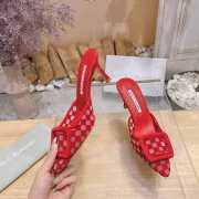 Uubags Manolo Blahnik Maysale Check Buckle Mules In Red 7cm - 4